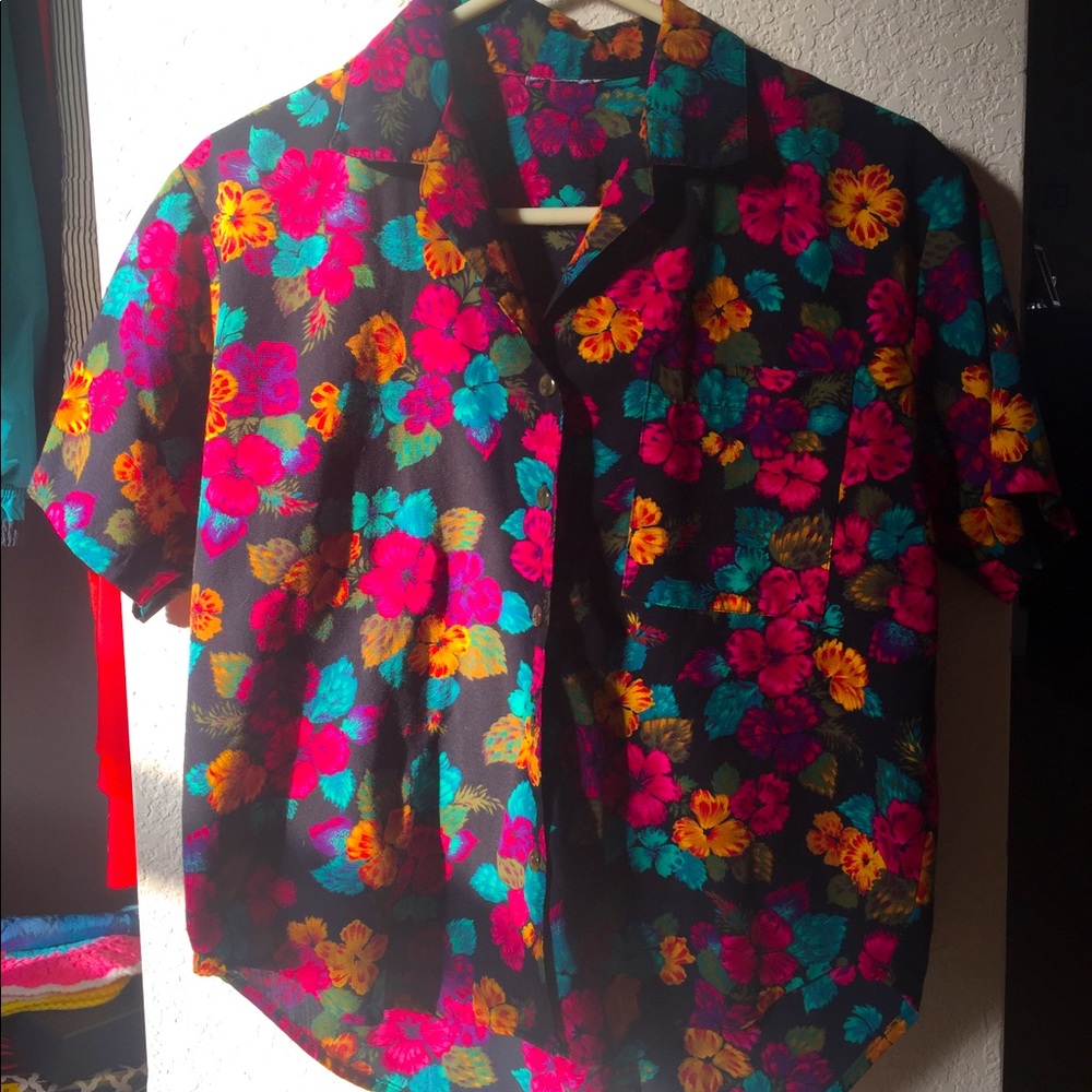 Floral Short Sleeve Button Down